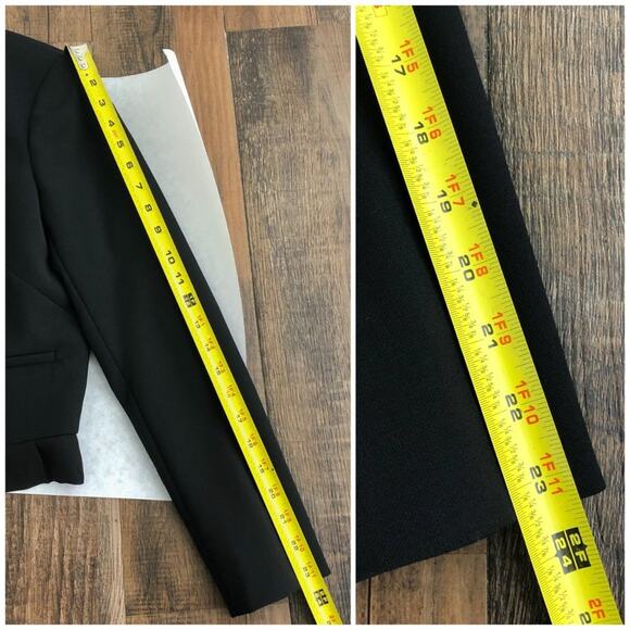 Brooks Brothers Cropped Blazer Jacket Wool Blend Ruffle Hem Womens Size 4 Black - Picture 15 of 16